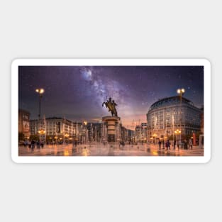 Skopje, North Macedonia at night Sticker